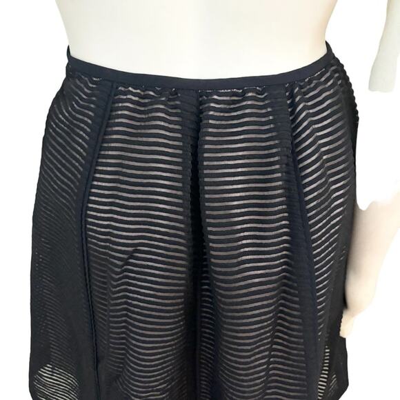TIBI Textured Stripe Wool Blend Circle Skirt in Black SZ 2 - Picture 5 of 10